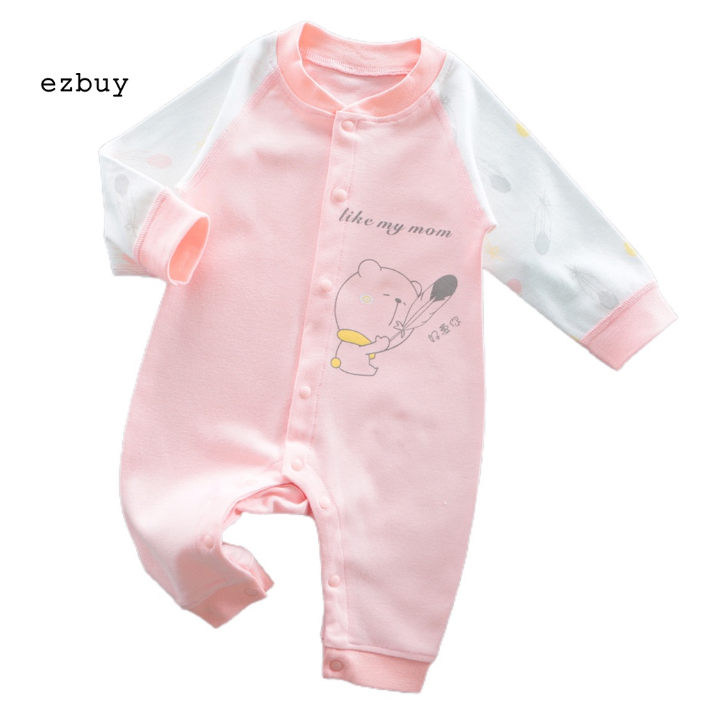 Áo Liền Quần Dài Tay Thoáng Khí Giữ Ấm In Họa Tiết Dễ Thương Cho Bé