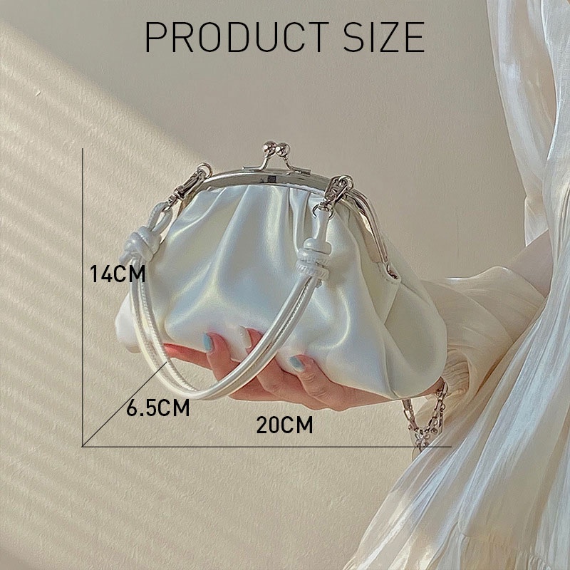 MISCHA Túi Xách Đeo Vai Dạng Gập Dễ Thương Có Dây Xích Thời Trang Cho Nữ