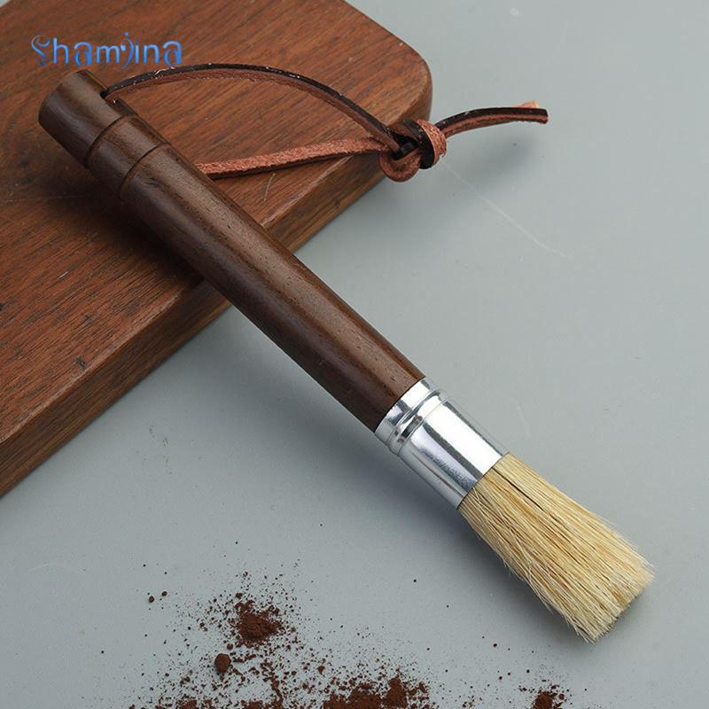 Shamjina Chổi quét bột cà phê tay cầm gỗ chuyên nghiệp cho máy xay cà phê