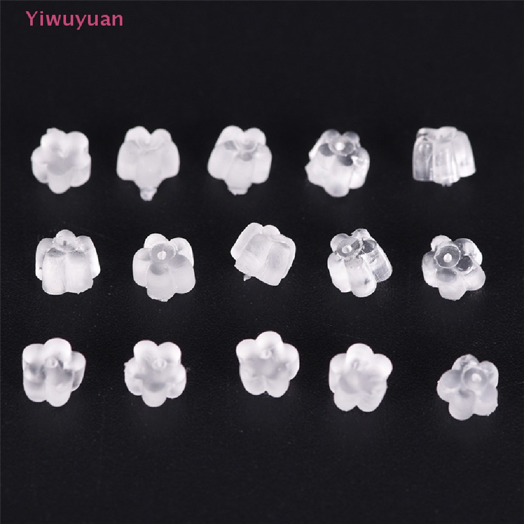 Set 100 Móc Khuyên Tai Bằng Silicon Cao Su Mềm Trong Suốt Hình Hoa An Toàn Mới