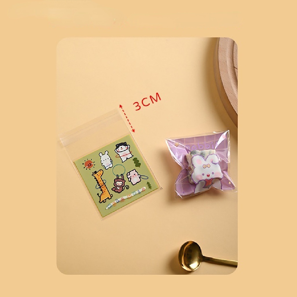 Set 100 Túi Trong Suốt Họa Tiết Đáng Yêu Đựng Bánh Kẹo Tiện Lợi HSU