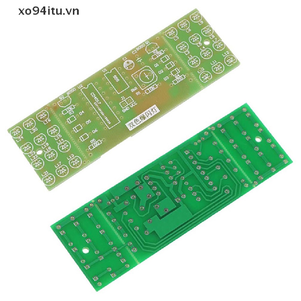 Bộ Dụng Cụ Tự Làm Đèn LED Hai Màu Đỏ Xanh Dương XOITU NE555 CD4017 IC DIY