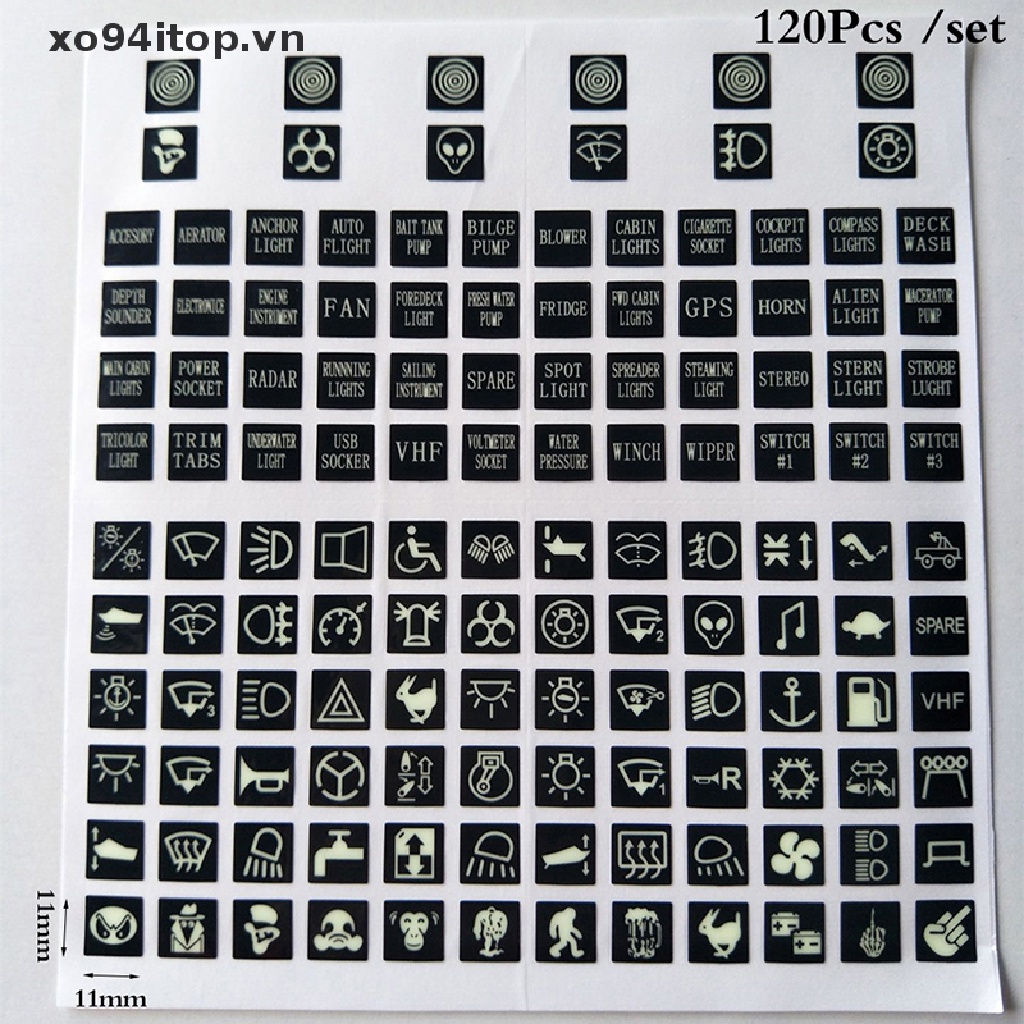 Nhãn Dán PVC Màu Dạ Quang Trang Trí Công Tắc Bật / Tắc Khởi Động Xe Hơi / Xe Tải