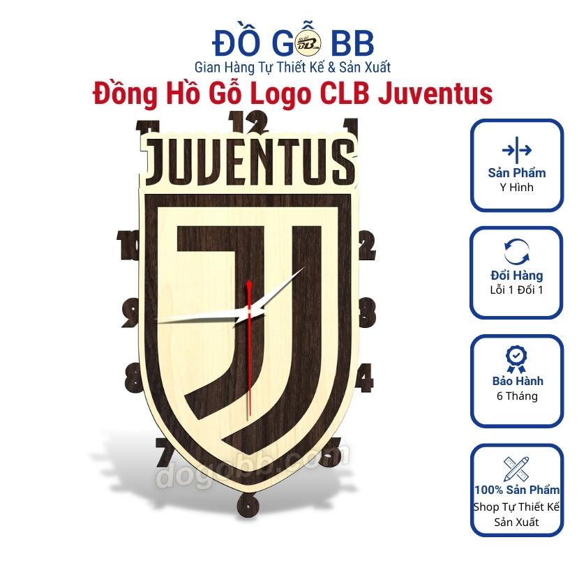 Đồng Hồ Bóng Đá Ý Logo Juventus Juve (Đồng Hồ Juventus) Treo Tường Bằng Gỗ Bền Rẻ Đẹp