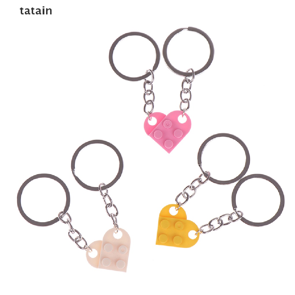 Set 2 Móc Khóa Tình Bạn Hình Viên Gạch / Trái Tim Dễ Thương