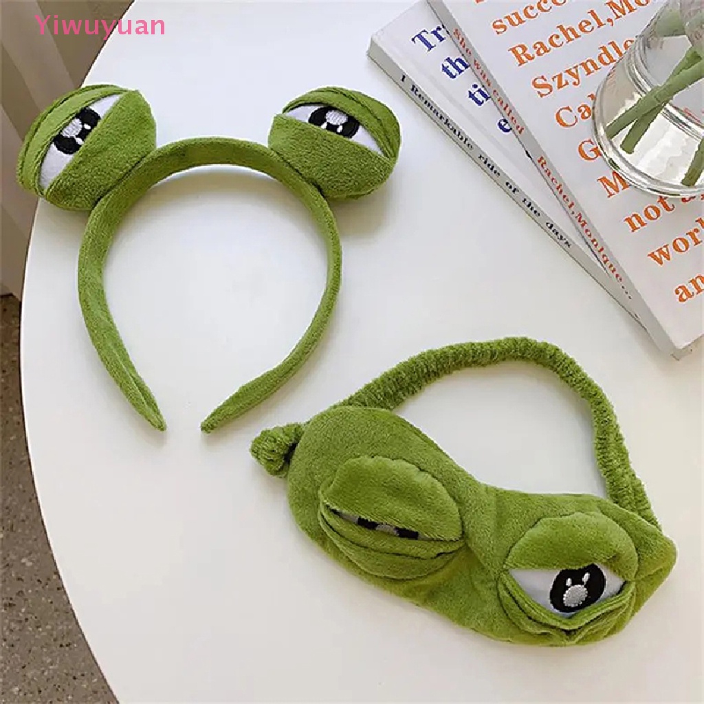 < Yiwuyuan > Băng Đô Trang Điểm Rửa Mặt Co Giãn Bản Rộng Hình Ếch Vui Nhộn Mới