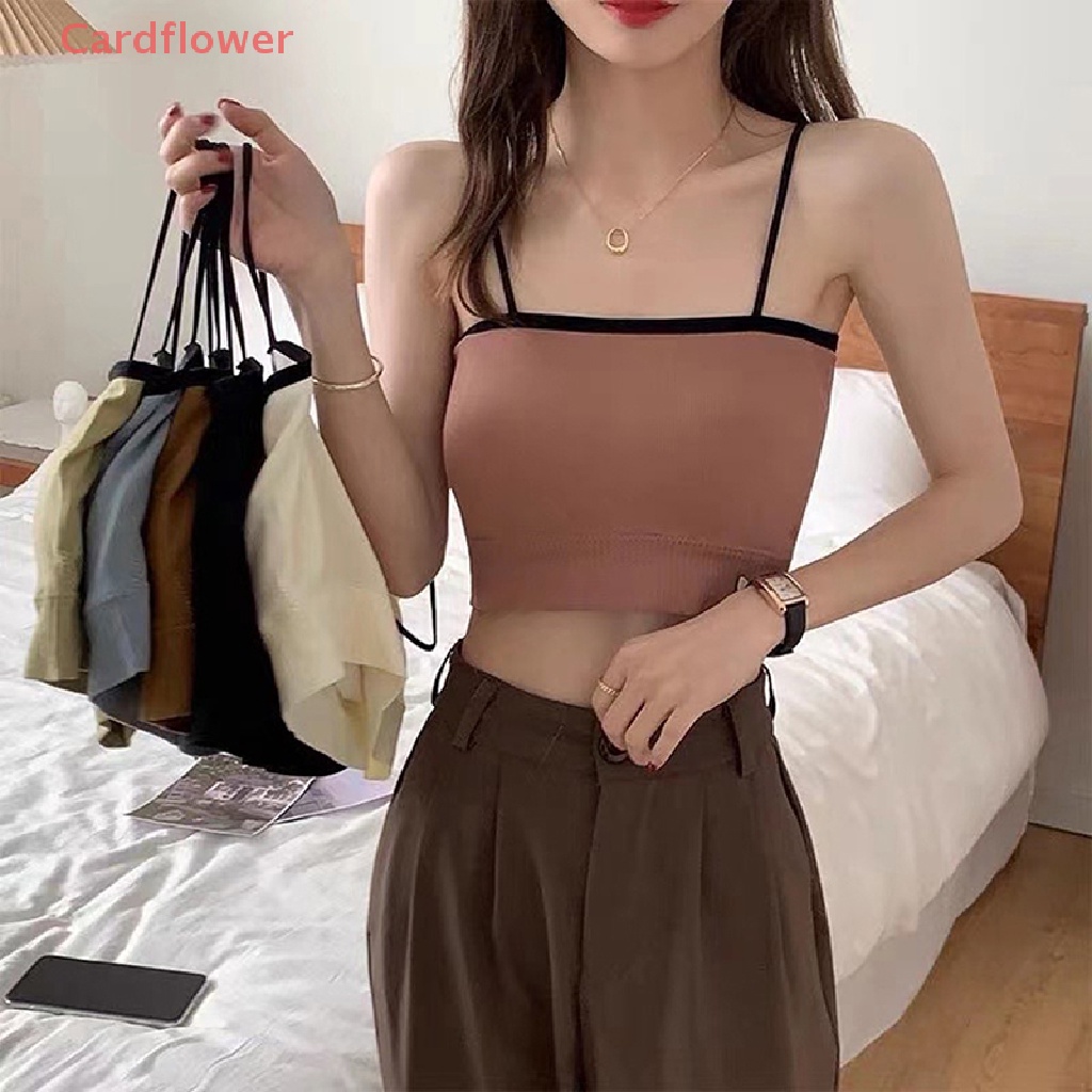 < Cardflower > Áo Ống Mỏng Không Đường May Hở Lưng Phong Cách Hàn Quốc Cho Nữ Mới