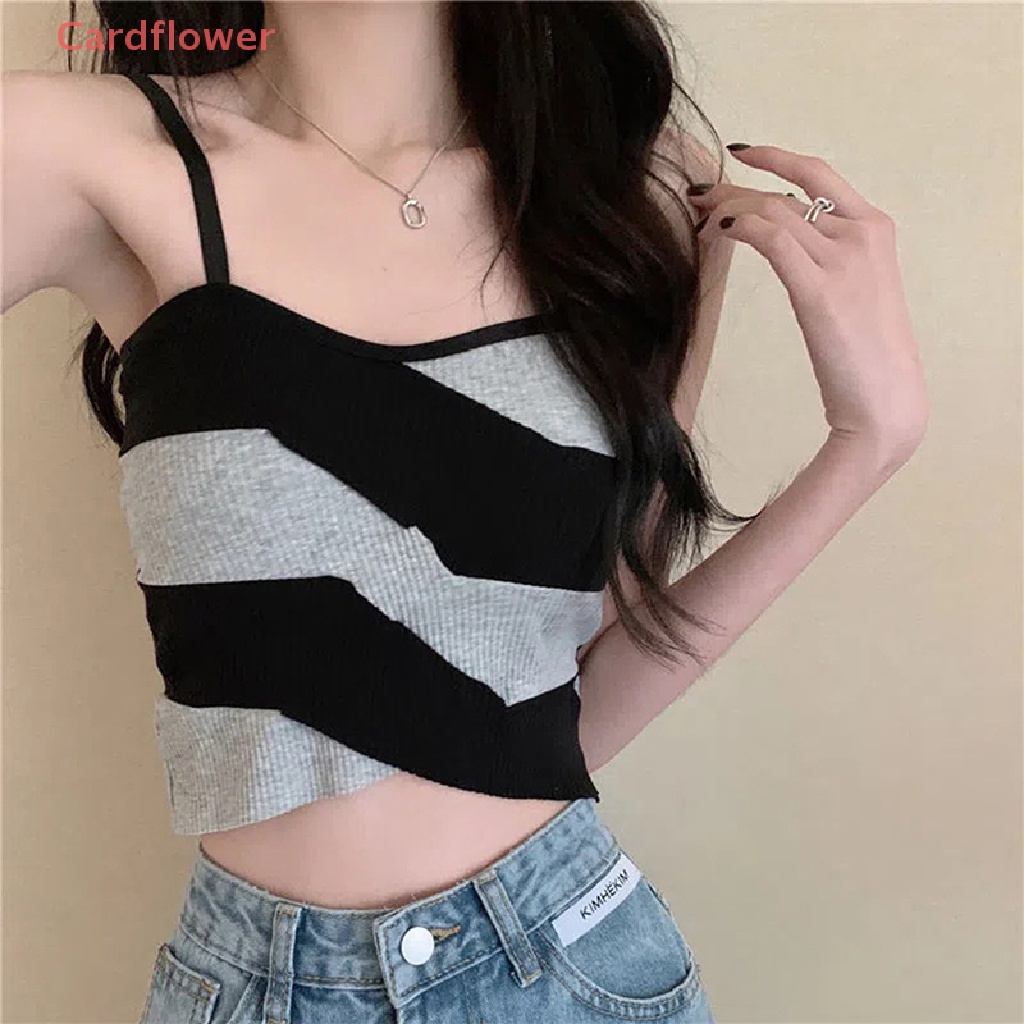 < Cardflower > Áo Crop Top Phong Cách Hàn Quốc Gợi Cảm Đơn Giản Dễ Phối Đồ Thời Trang Mùa Hè Mới Phổ Biến Cho Nữ