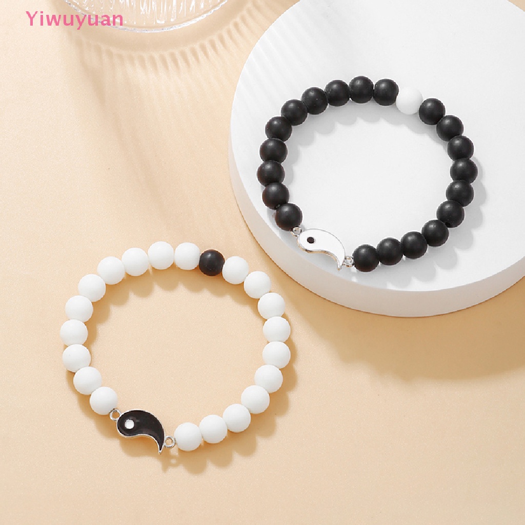 < Yiwuyuan > Vòng Tay Cặp Xỏ Hạt Màu Trắng Đen Thái Cực Quyền Thời Trang Âu Mỹ Thích Hợp Làm Quà Tặng Tiệc Tùng Cho Cặp Đô