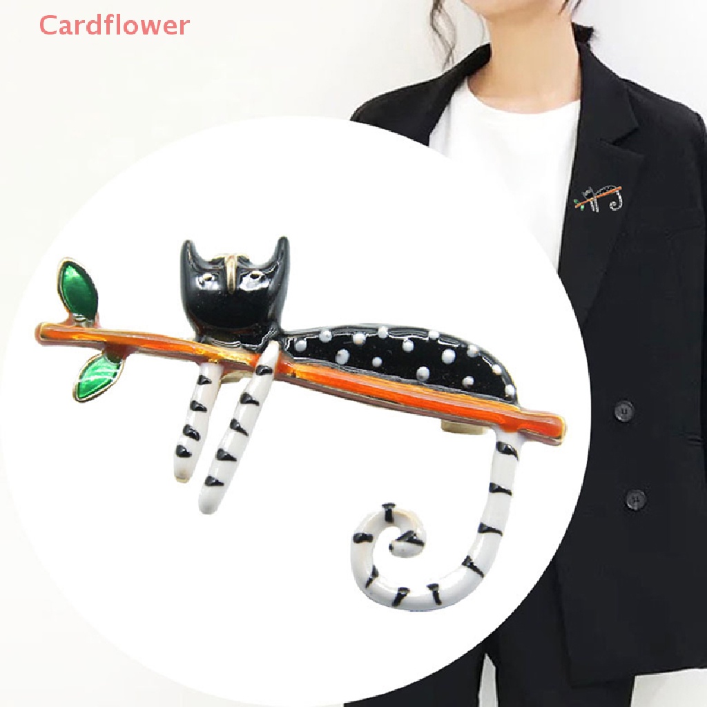 < Cardflower > Ghim Cài Áo Hình Chú Mèo Lười Trên Cây Tráng Men Phụ Kiện Thời Trang Dự Tiệc Mới Cho Nữ