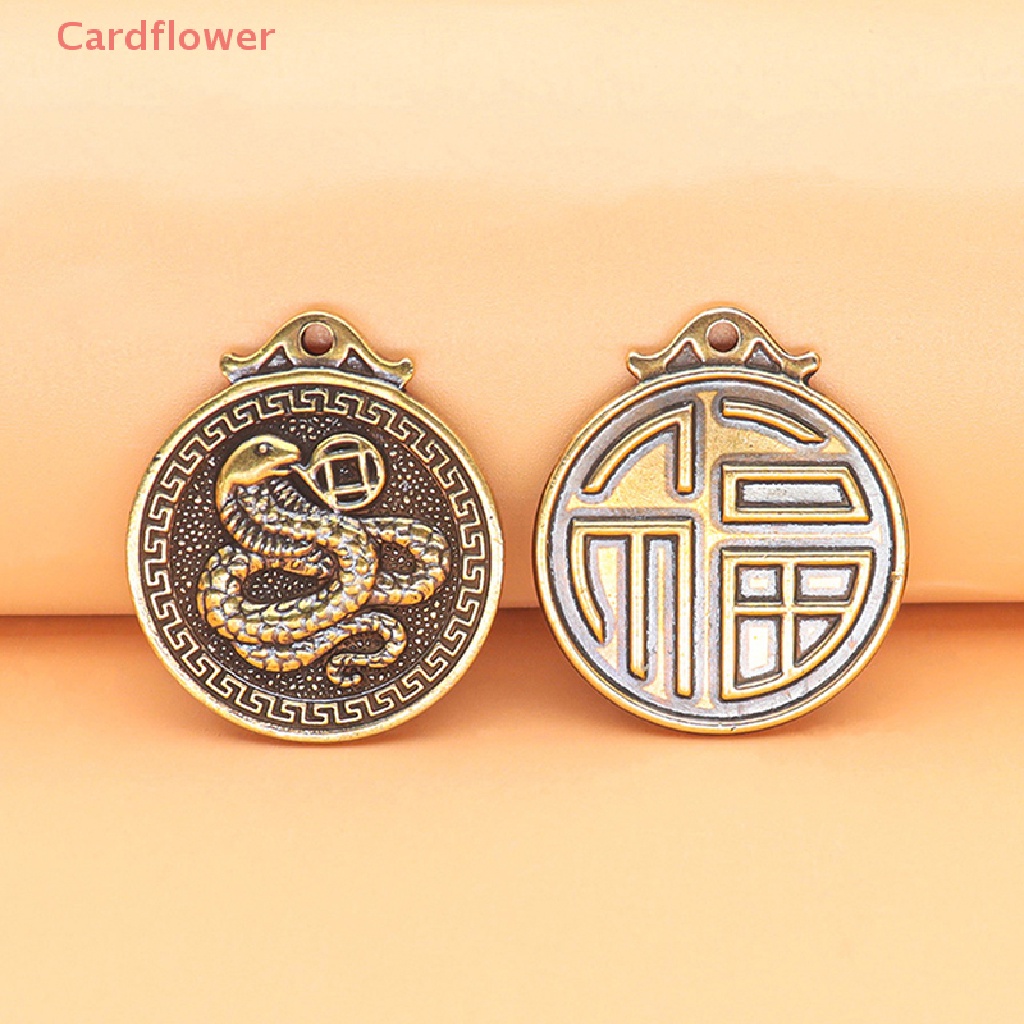 < Cardflower > Móc Chìa Khóa Tròn May Mắn Bằng Đồng Cổ Điển Cầu Phúc Trang Trí Nhà Cửa Mới
