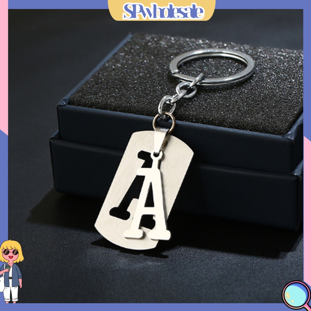 <SPwholesale> Móc Chìa Khóa Dạng Ví Bề Mặt Mịn Bằng Thép Không Gỉ Có Thể Tái Sử Dụng Đa Năng In Chữ Cái A-Z Cho Nam Và Nữ