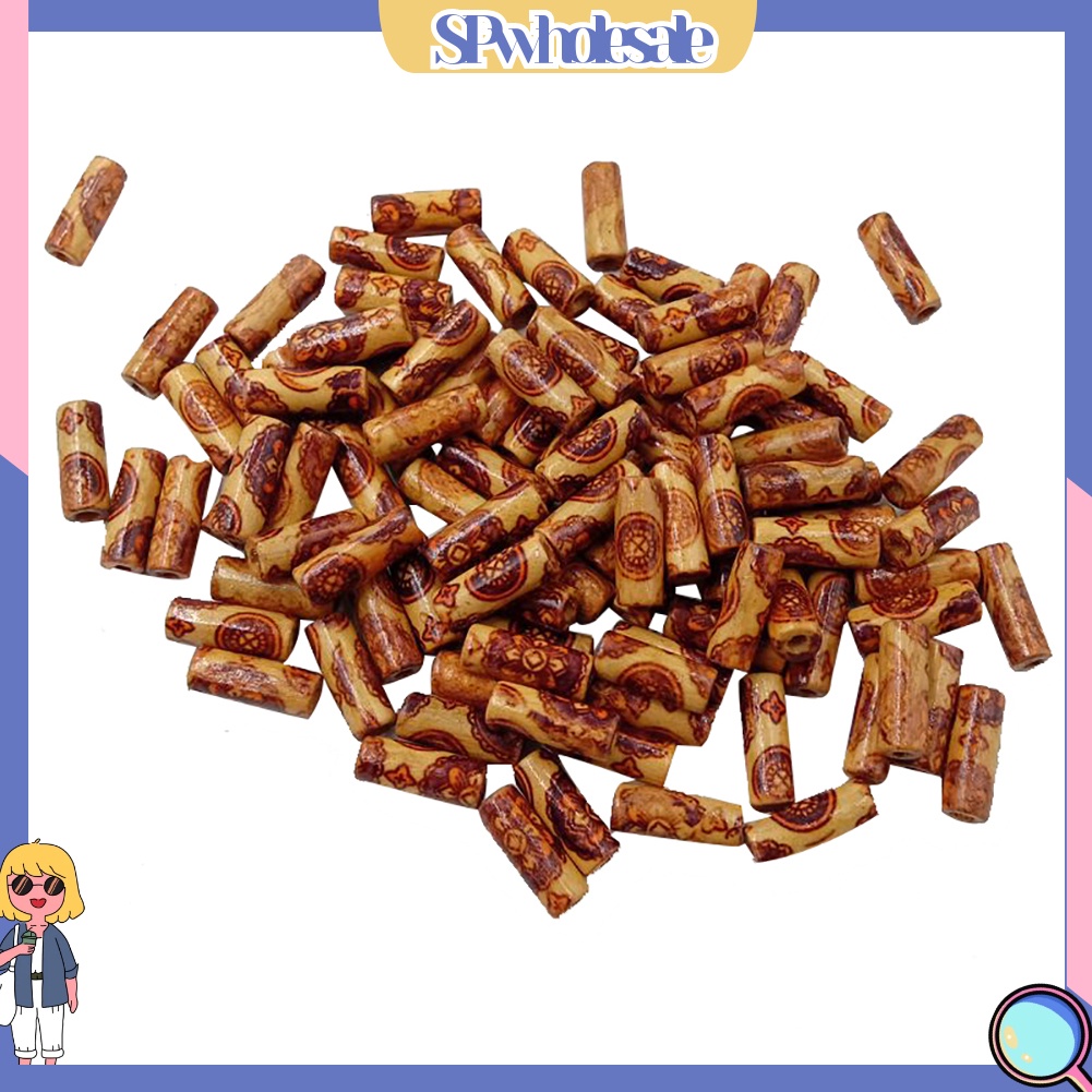 <SPwholesale> Set 100 Hạt Gỗ Họa Tiết Hỗn Hợp Làm Trang Sức Thủ Công DIY