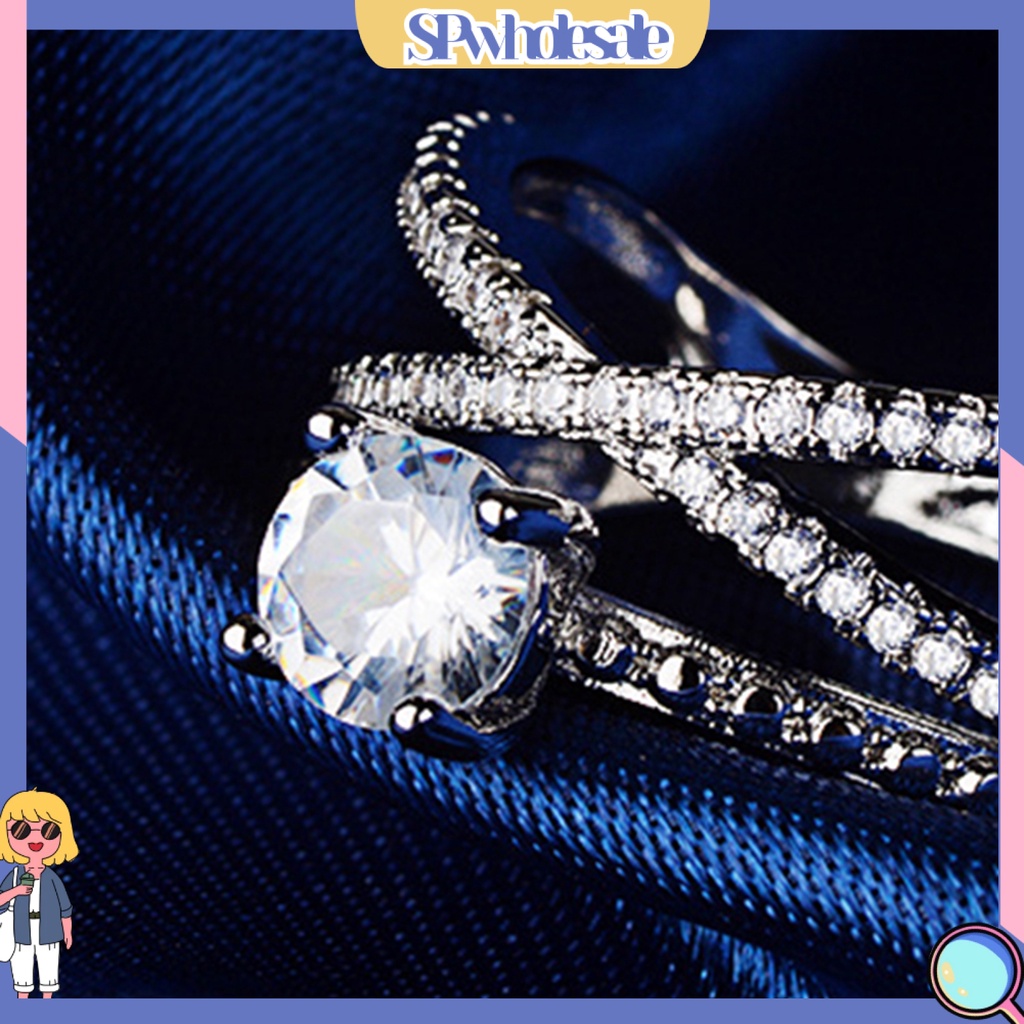 <SPwholesale> Nhẫn Cưới Đính Đá Quý Nhân Tạo > Glamour Cho Nữ