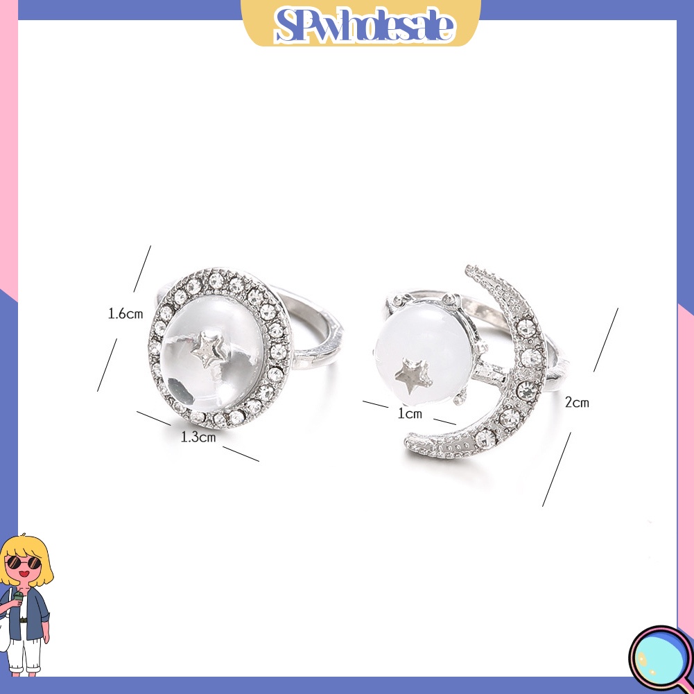 <SPwholesale> Bộ 2 Nhẫn Đốt Ngón Tay Trong Suốt Đính Đá Phong Cách Boho