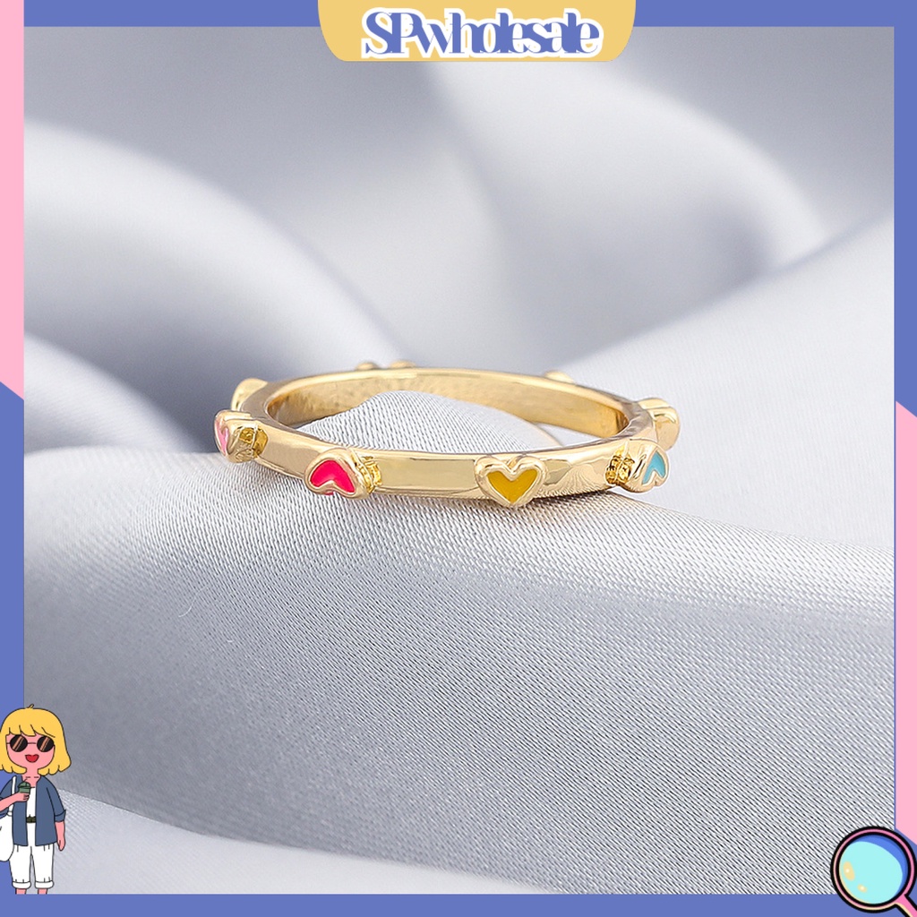 <SPwholesale> Nhẫn Đeo Ngón Tay Nhiều Màu Sắc Khô Thoáng Hình Trái Tim Quà Tặng Sinh