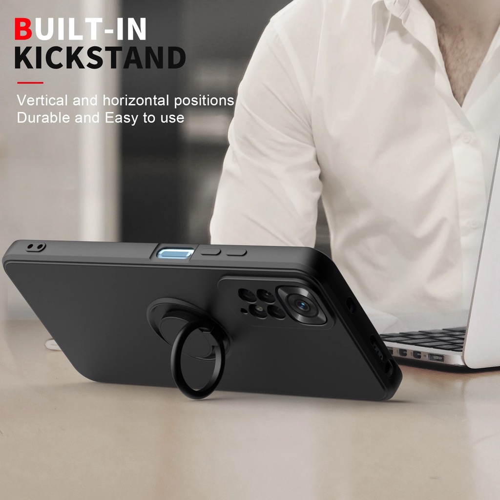 Ốp Điện Thoại Silicon Có Nhẫn Đỡ Cho Redmi Note 12 Pro + 4G 5G