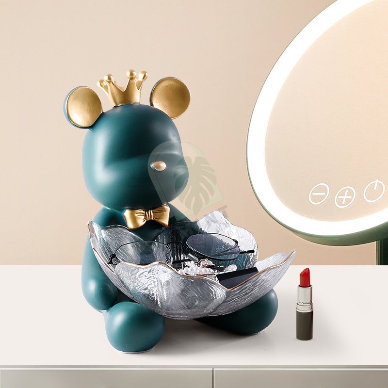 Tượng Gấu Ôm tô MINT DECOR  đựng trái cây chìa khóa bánh kẹo trang trí nhà cửa xinh xắn Quà tặng tân gia khai trương