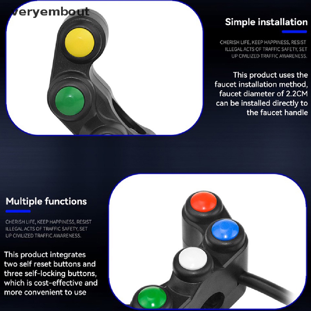 Công Tắc 5 Nút 22mm Gắn Tay Lái Xe Máy Thông Dụng