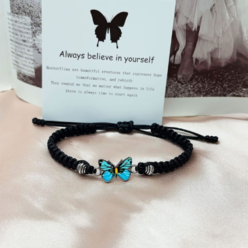 Vòng Tay Dây Bện Mặt Hình Bướm Handmade Tùy Chỉnh Thời Trang Cho Cặp Đôi