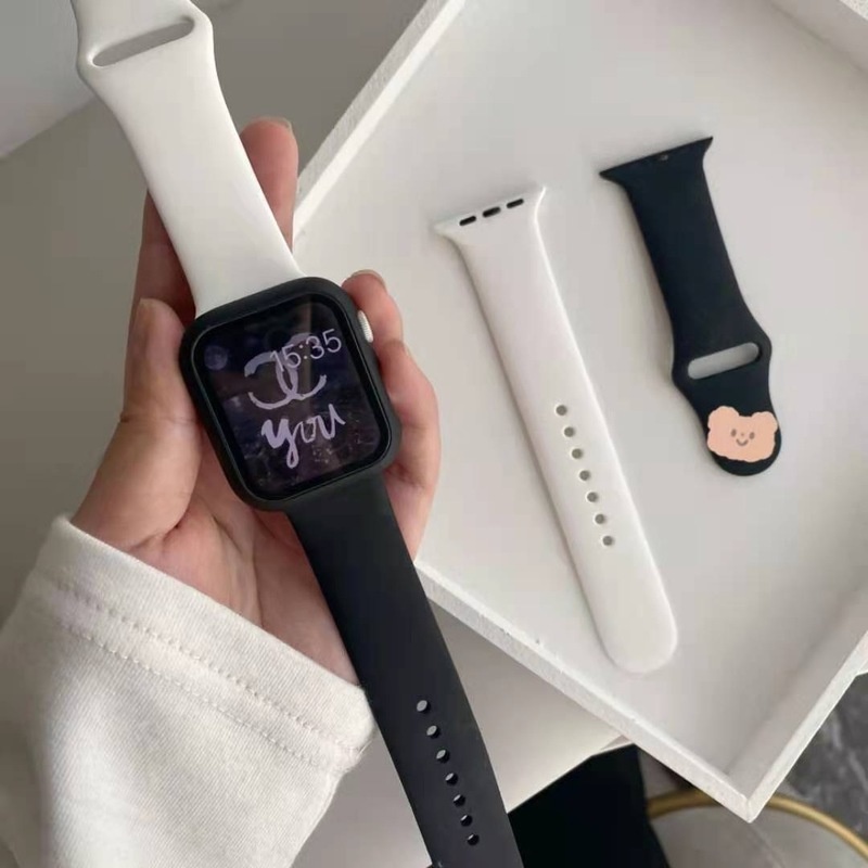 Dây Đeo Đồng Hồ Bằng Cao Su Silicone 49mm 45MM 41MM 40MM 44MM 42MM 38MM 45 41 MM Cho i-watch Series ultra 8 7 6 5 4 3 2