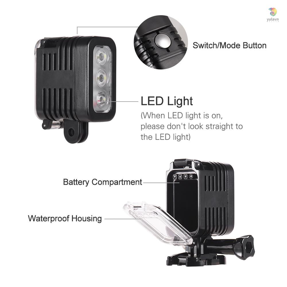 Đèn LED Lặn Biển / Quay Video 5500-6000K 30m Micro USB Góc Rộng 7 6 5 4 33 +