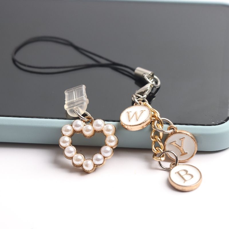 Nút Chống Bụi Cổng Sạc Điện Thoại Di Động diy Đính Hạt Ngọc Trai Hình Trái Tim Có Thể Tùy Chỉnh Chống Bụi