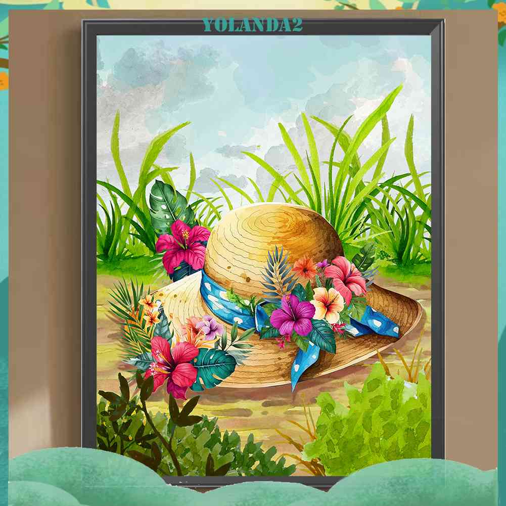 Tranh Đính Đá Kim Cương Toàn Bộ 5D DIY Hình Vẽ Hoa Mũ