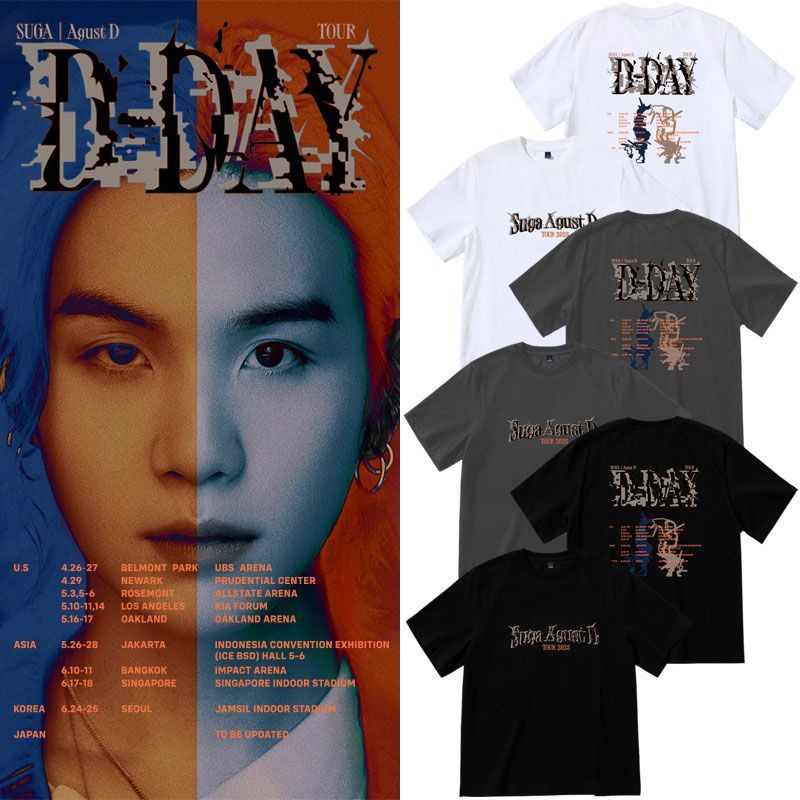 Áo Thun Cotton Tay Ngắn Dáng Rộng In Hình SUGA AgustD Concert Dday Plus Size Cho Nam Và Nữ