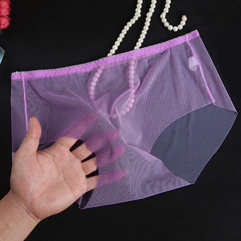 Quần Lót Lưới Mềm Mại Màu Trơn Lưng Vừa Thoải Mái Cho Nữ