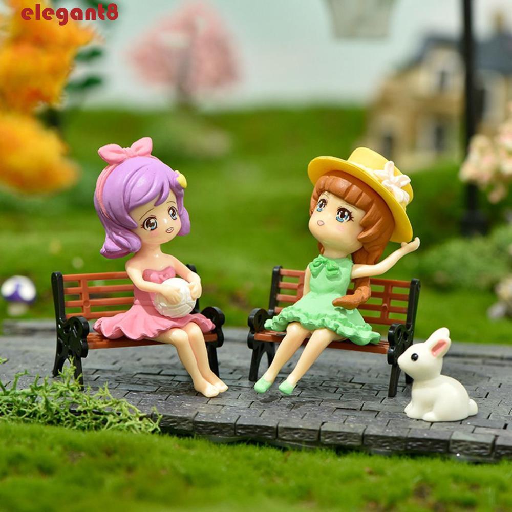 Mô Hình Cô Gái Mặc Đầm Xanh Lá / Hồng Bằng Nhựa Resin Nhỏ Xinh Tinh Tế Sáng Tạo Thời Trang