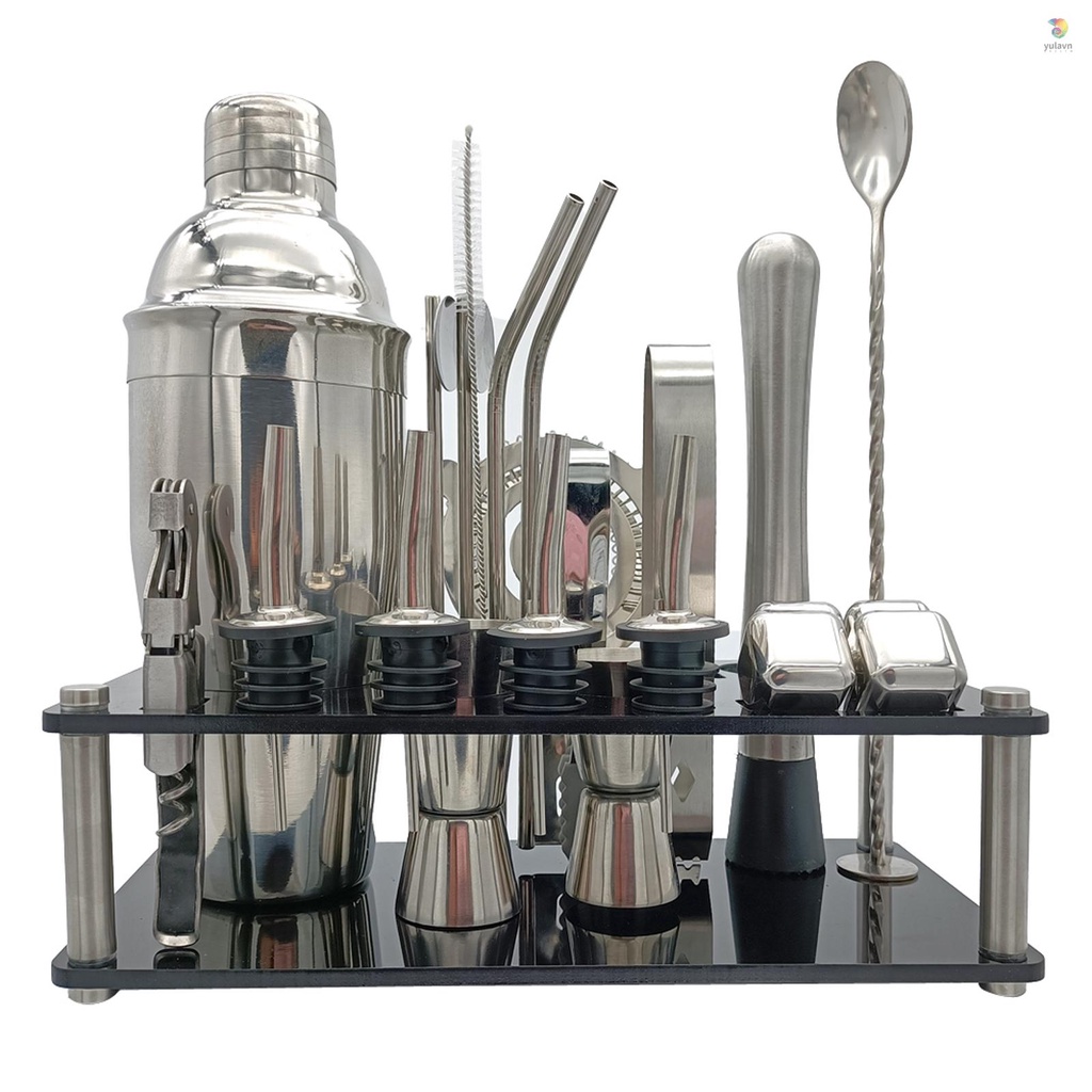 Bộ Dụng Cụ Pha Chế Cocktail 23 Món Bằng Thép Không Gỉ Chuyên Dụng