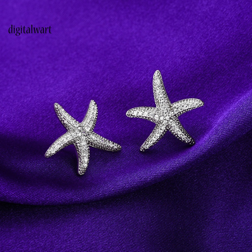 Kỹ Thuật Số| Hoa Tai Hình Sao Biển Đính Đá Lấp Lánh Cho Nữ