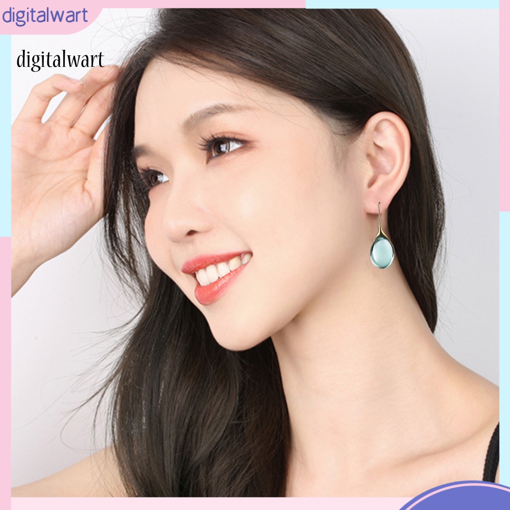 Kỹ Thuật Số| 1 Đôi Bông Tai Hình Giọt Nước Đính Pha Lê Giả Trong Suốt Thời Trang Cho Nữ