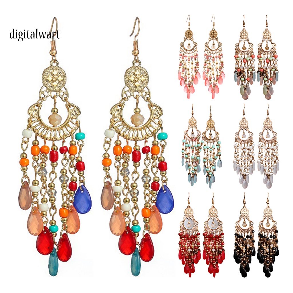 Kỹ Thuật Số| 1 Đôi Bông Tai Thả Tua Rua Đính Hạt Phong Cách Bohemia Chất Lượng Cao Cho Nữ