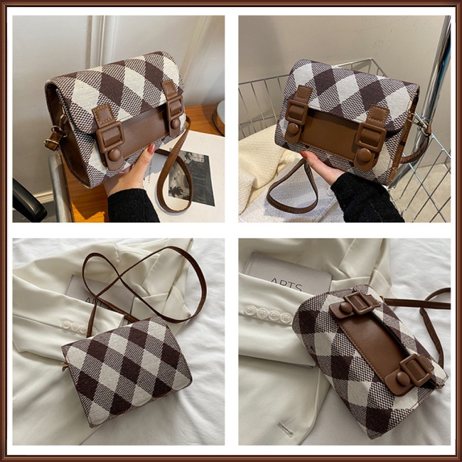 Túi Da Đeo Chéo Hình Vuông Nhỏ Có Nắp Đậy Khóa Nam Châm Thời Trang Cho Nữ