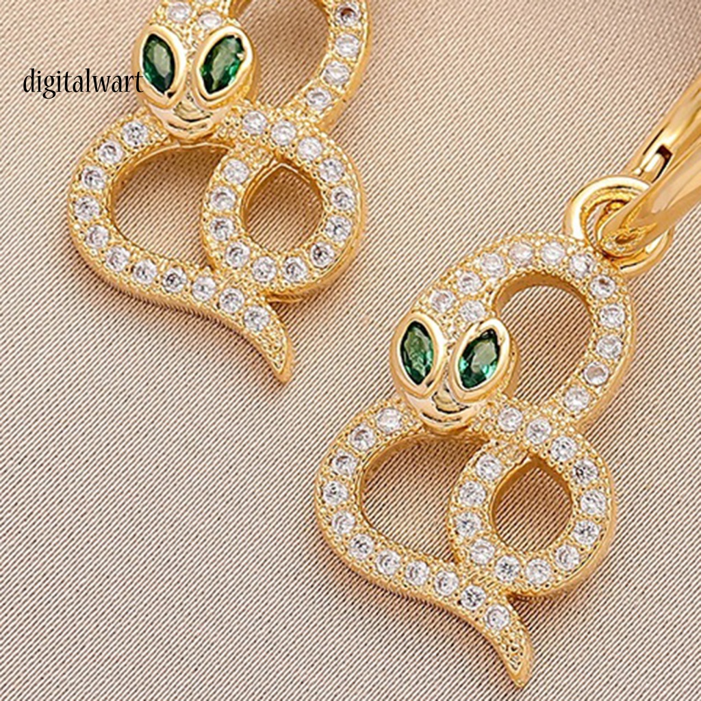 Kỹ Thuật Số| 1 Đôi Bông Tai Dáng Dài Hình Rắn Đính Đá Lấp Lánh Thời Trang Dự Tiệc
