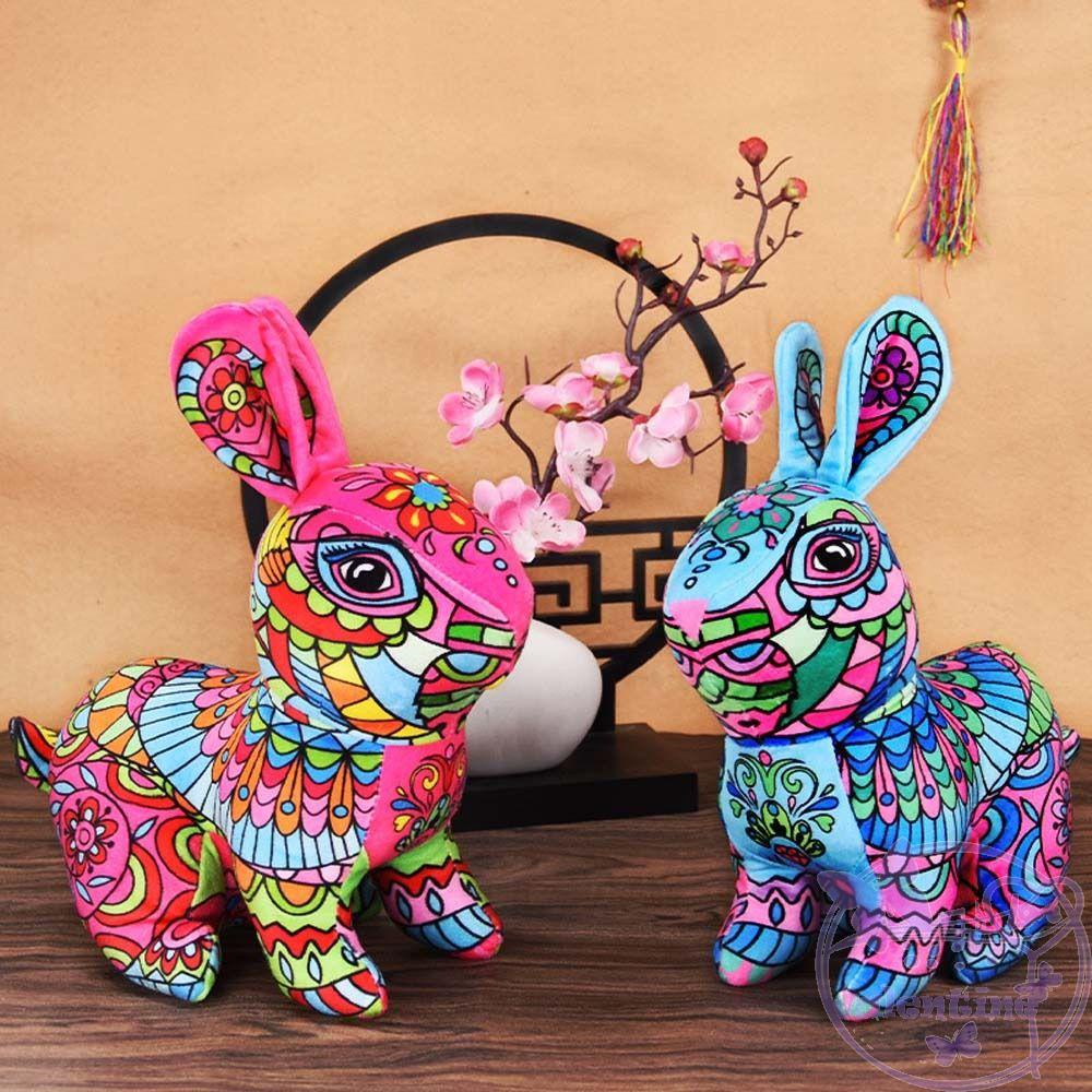 Đồ chơi nhồi bông Hình Thỏ Phong Cách Trung Hoa Dễ Thương Cho Năm Mới
