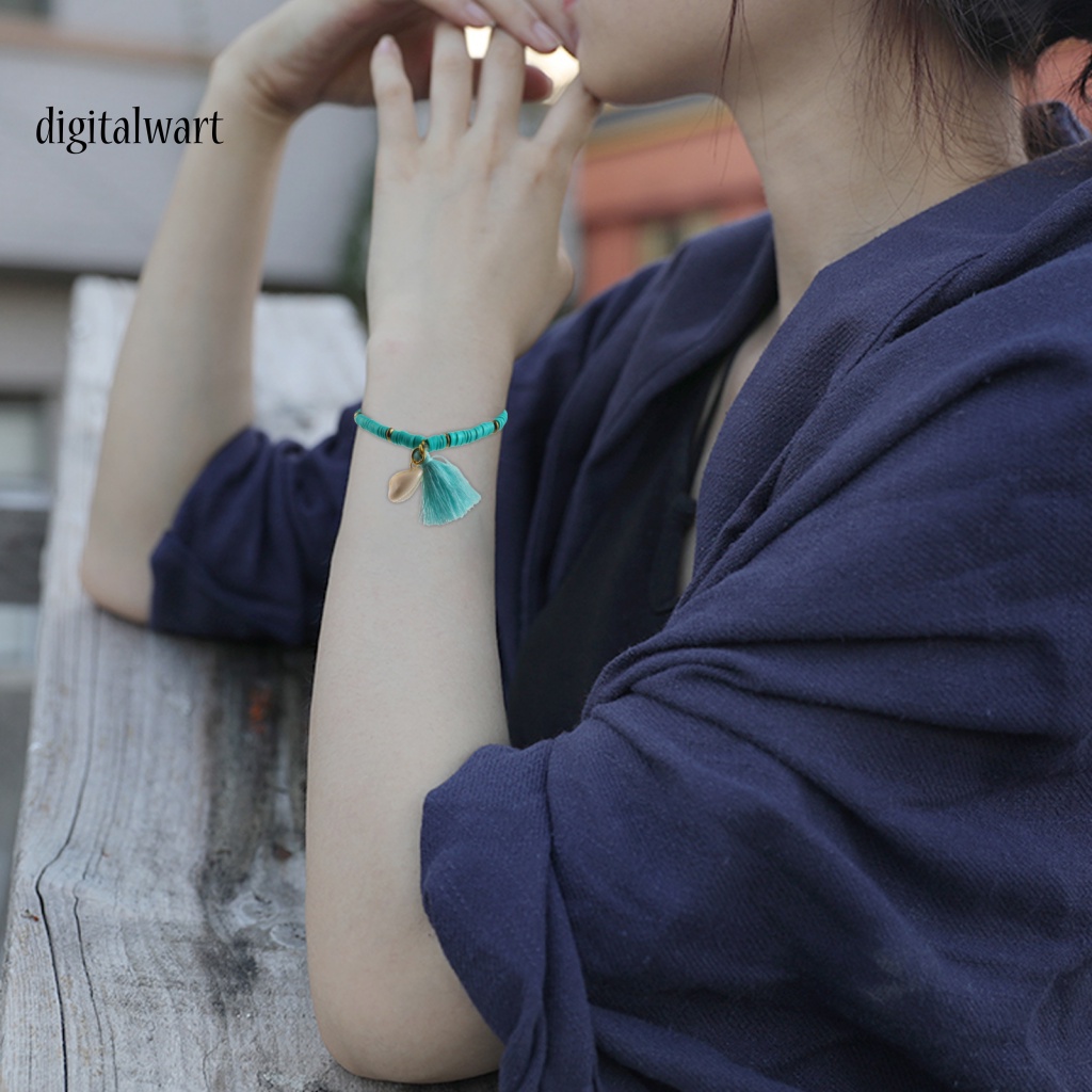 Kỹ Thuật Số| Vòng Đeo Tay Hạt Vỏ Sò Nhiều Màu Co Giãn Dành Cho Nữ