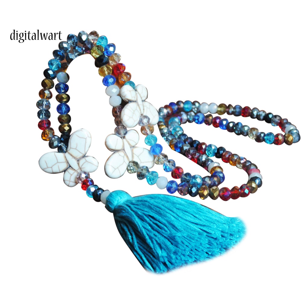 Kỹ Thuật Số| Vòng cổ HợP Kim DạNg Tua Rua HìNh BướM ĐíNh Đá NhiềU MàU