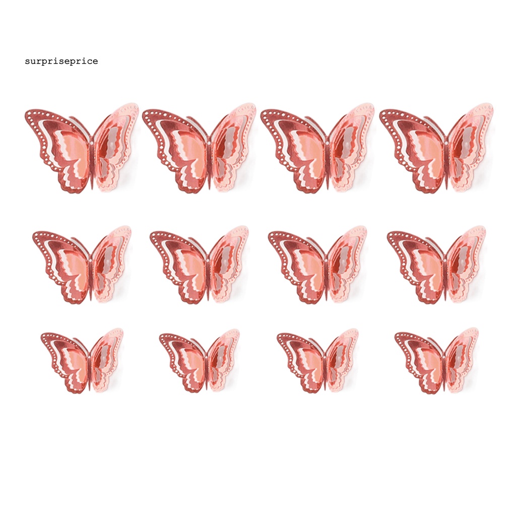 Set 12 Sticker Dán Tường Họa Tiết Bướm 3D Trong Suốt Trang Trí Nhà Ở