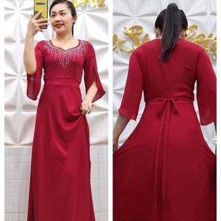 ĐẦM MAXI ĐÍNH ĐÁ TAY TIỂU THƯ