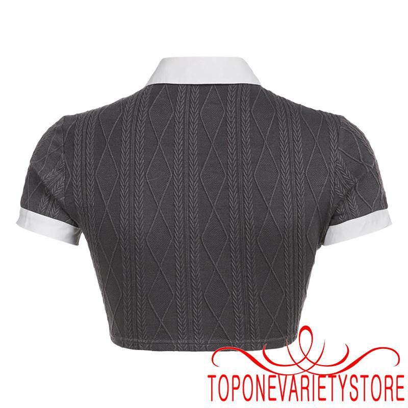 Áo Thun Lửng Ngắn Tay Phong Cách Hàn Quốc Quyến Rũ Dành Cho Nữ