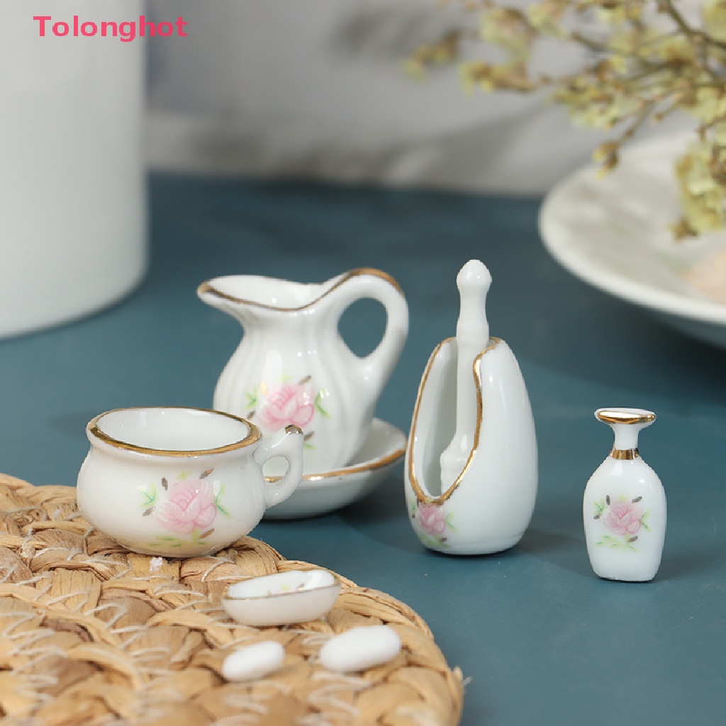 Set 8 Chai Đựng Xà Phòng Bằng Sứ Tỉ Lệ 1 / 12 Trang Trí Nhà Búp Bê