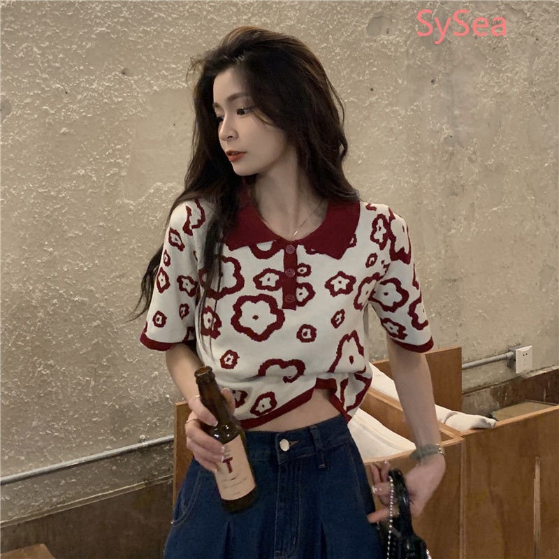 Áo Polo Dệt Kim Dáng Rộng Thời Trang Mùa Hè Cho Nữ