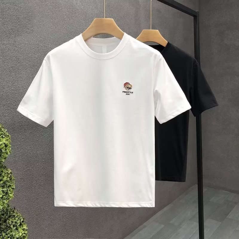 Áo Thun Cotton Ngắn Tay Cổ Tròn In Họa Tiết Hoạt Hình Phong Cách Hàn Quốc Cho Nam Cỡ S-5XL