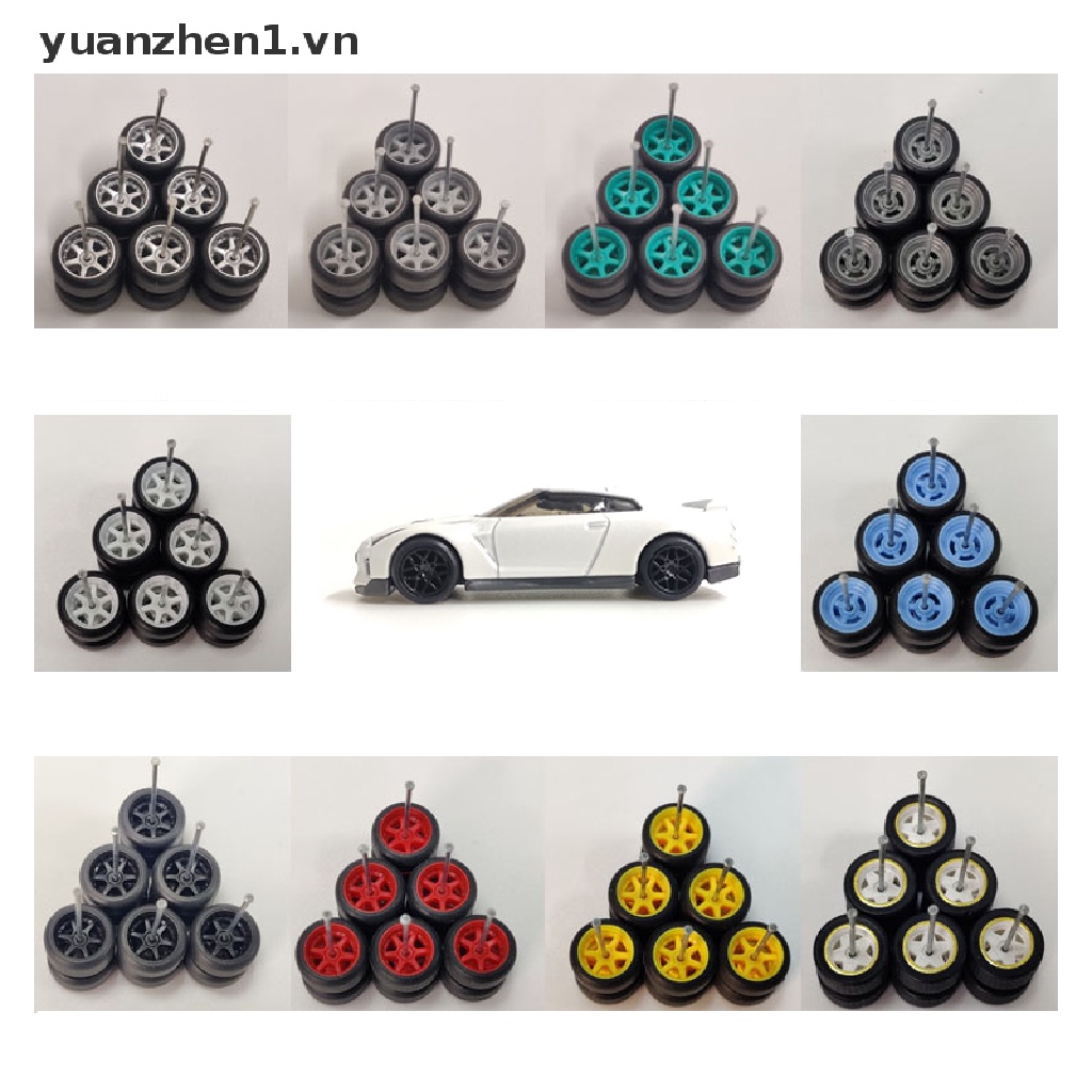 Bộ 4 Bánh Xe Cao Su Tỉ Lệ 1: 64 Dành Cho Mô Hình Xe Hơi