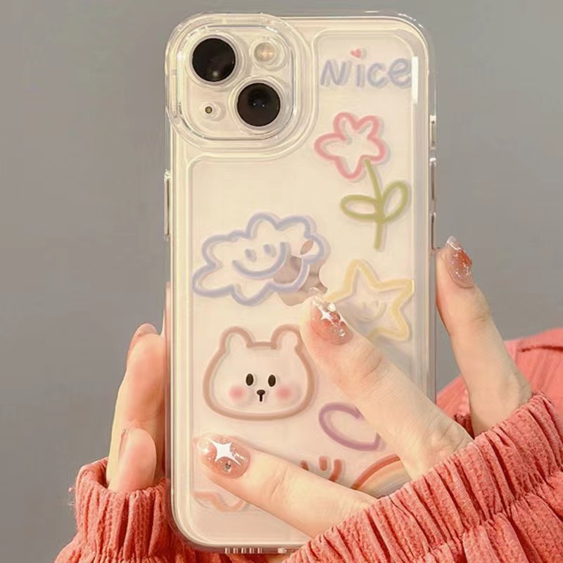 Ốp Điện Thoại TPU Mềm Trong Suốt Chống Sốc In Hình Thỏ Cho Iphone 14 Plus 13 Pro Max 12 Mini 11 X Xs Xr 8 7