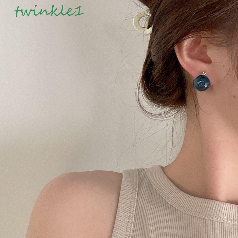 Bông Tai Hình Học Tráng Men Đính Hạt Tròn Lấp Lánh Thời Trang Dự Tiệc Cho Nữ