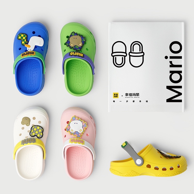 Dép cho bé Cheerful Mario chính hãng sục cross cho bé trai bé gái siêu nhẹ